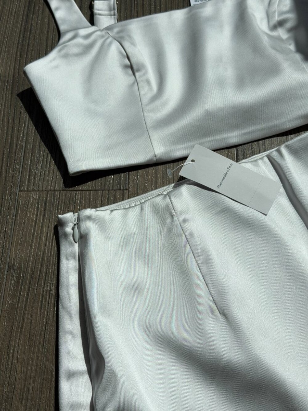 ABERCROMBIE & FITCH WHITE SATIN BRIDE MINI SKORT SKIRT SET - SMALL - Picture 7 of 12
